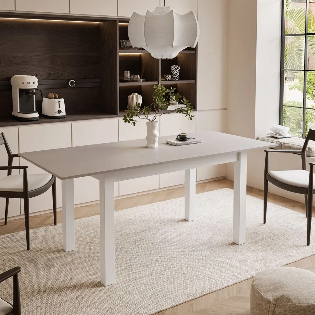 ROZKLADACÍ JEDÁLENSKÝ STÔL DANILO KAŠMÍR + BIELE NOHY 140 / 195 cm