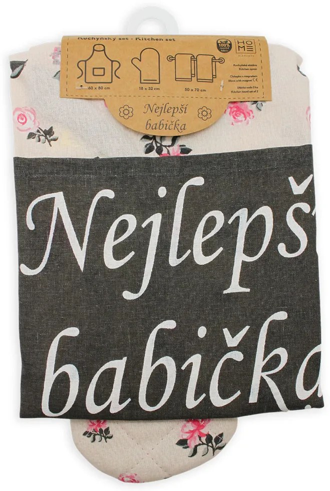 Home Elements Set zástera, chňapka, 2 utierky Najlepšia babička