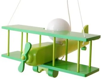 HELLUX Detský závesný drevený luster, zelený, E27, 1x60W