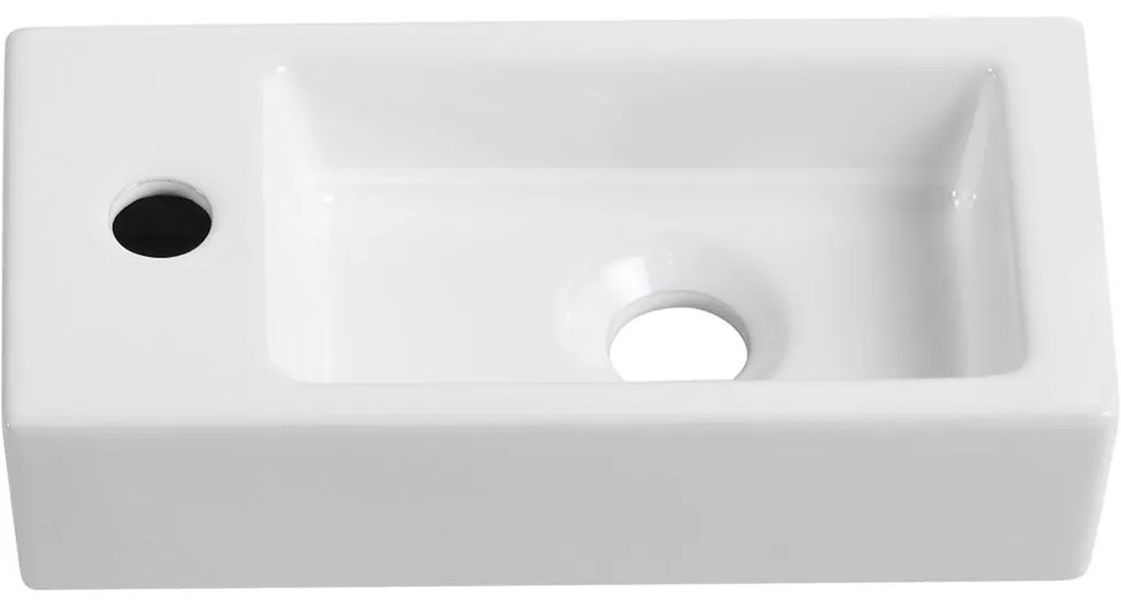 Cerano Roberto, keramické umývadlo 365x180x90 mm, závesné ľavé, biela lesklá, CER-CER-417206L