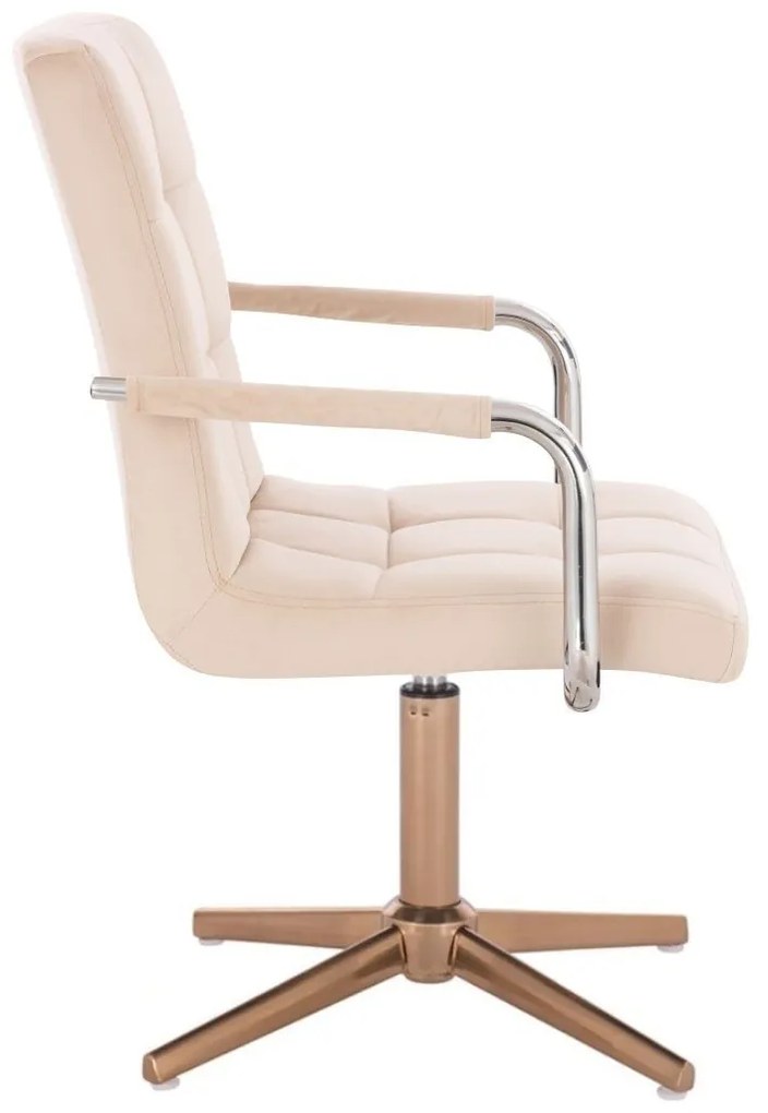 LuxuryForm DESIGN Stolička VERONA VELUR na zlatom kríži - krémová