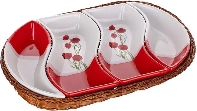 Keramická servírovacia miska 4 dielna oválna Maky, BANQUET