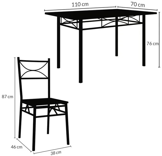 InternetovaZahrada Jedálenský set Paul - čierny