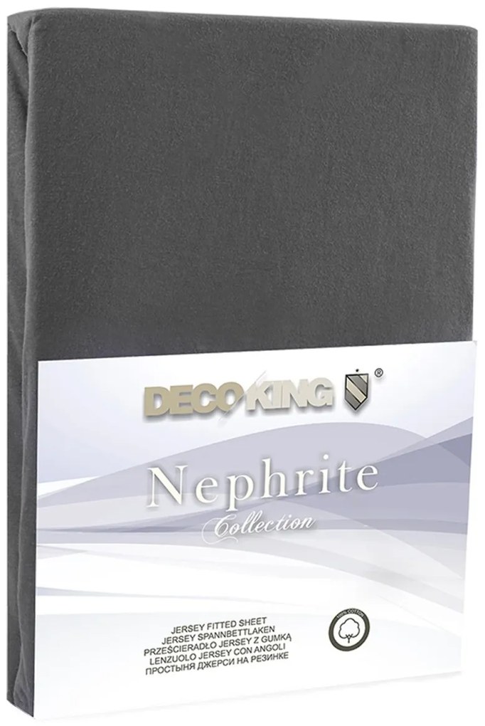 Bavlnené jersey prestieradlo s gumou DecoKing Nephrite sivé