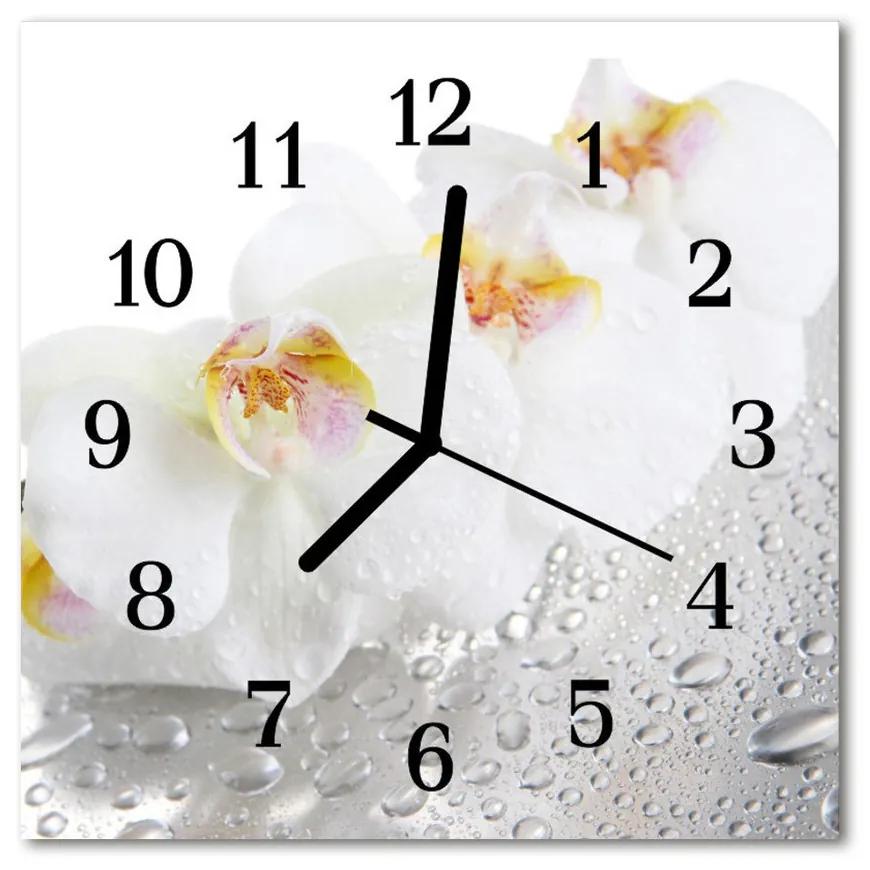 Nástenné sklenené hodiny Orchidea 30x30 cm