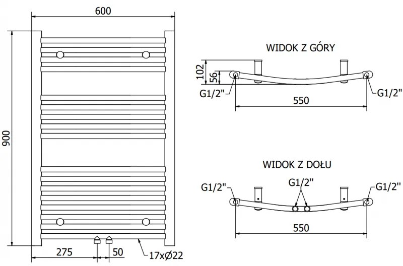 Mexen Ares, elektrické vykurovacie teleso 900 x 600 mm, 300 W, zlatá lesklá, W102-0900-600-2300-50