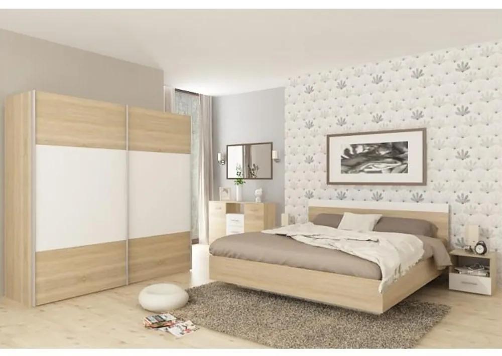 Spálňový komplet (posteľ 160x200 cm), dub sonoma/biela, GABRIELA