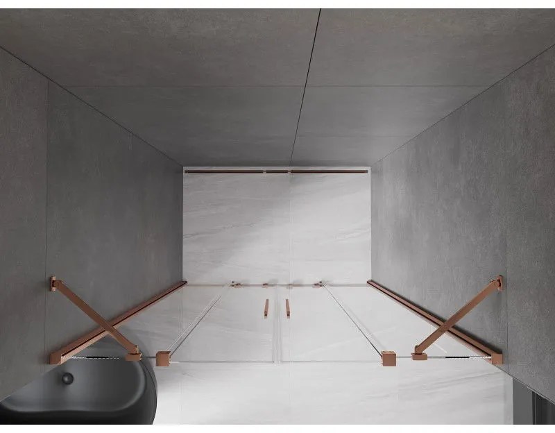 Mexen Velar Duo, posuvné dvere do otvoru 150x200 cm, 8mm číre sklo, ružové zlato, 871-150-000-02-60