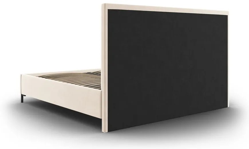 Béžová čalúnená dvojlôžková posteľ s úložným priestorom s roštom 180x200 cm Casey – Mazzini Beds