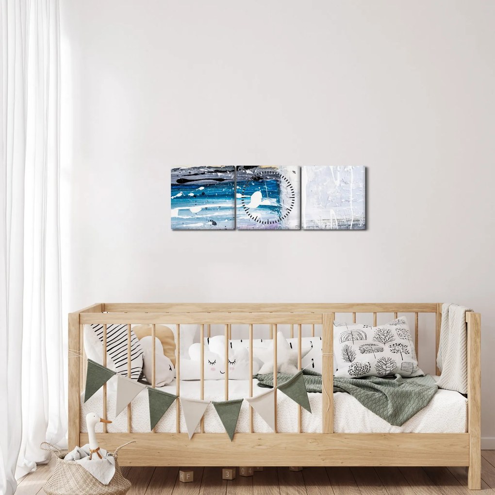 Obraz - Abstraktné ťahy (s hodinami) (90x30 cm)