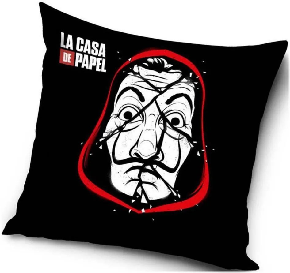 Vankúš Papierový dom - La casa de papel - Money Heist - čierny - 40 x 40 cm