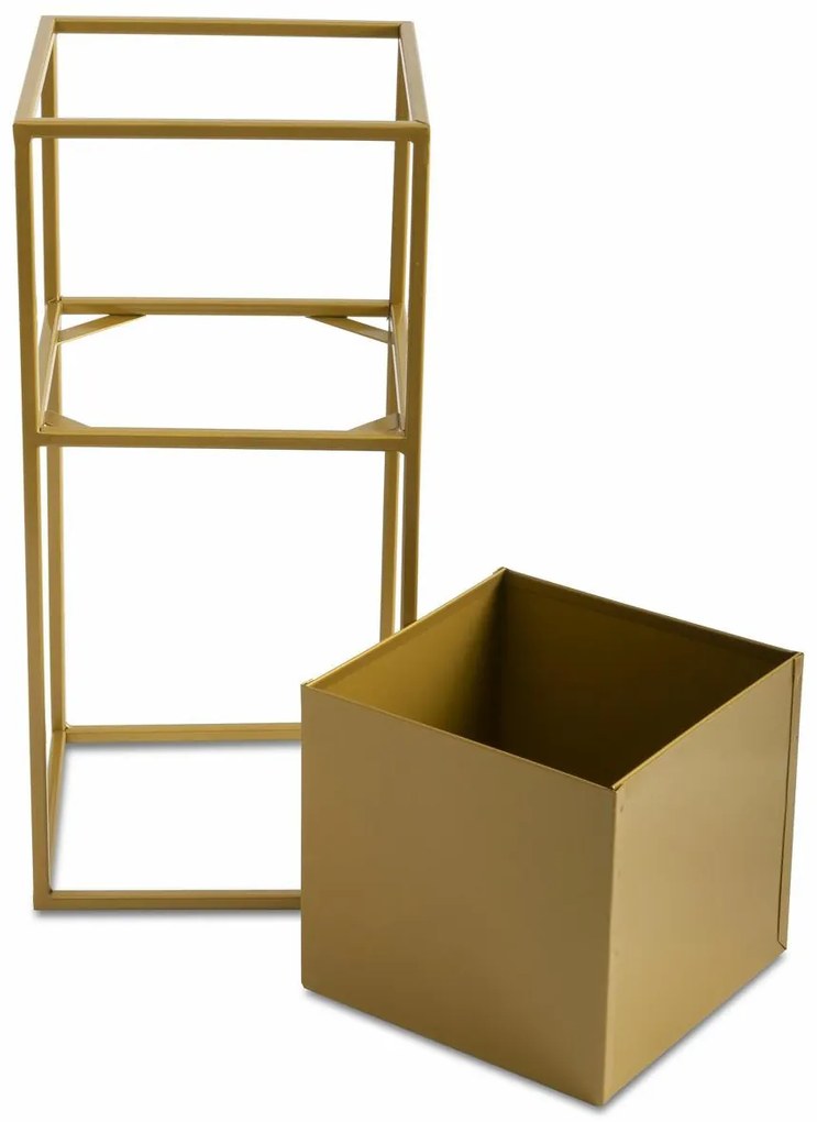 KOVOVÝ KVETINÁČ SO STOJANOM PLAIN 50X24 CM ZLATÁ