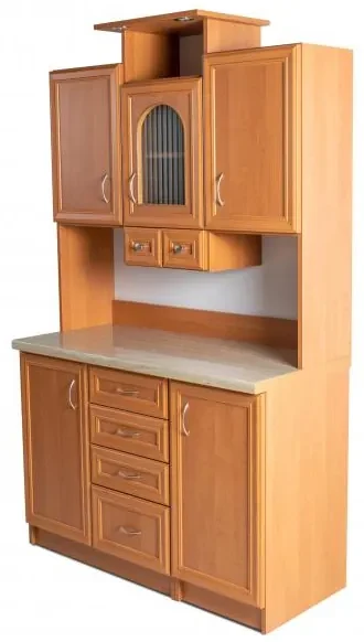 Kredenc II Ramiak 120 s osvetlením, jelša (sklo oblúčik, u10 satyna)