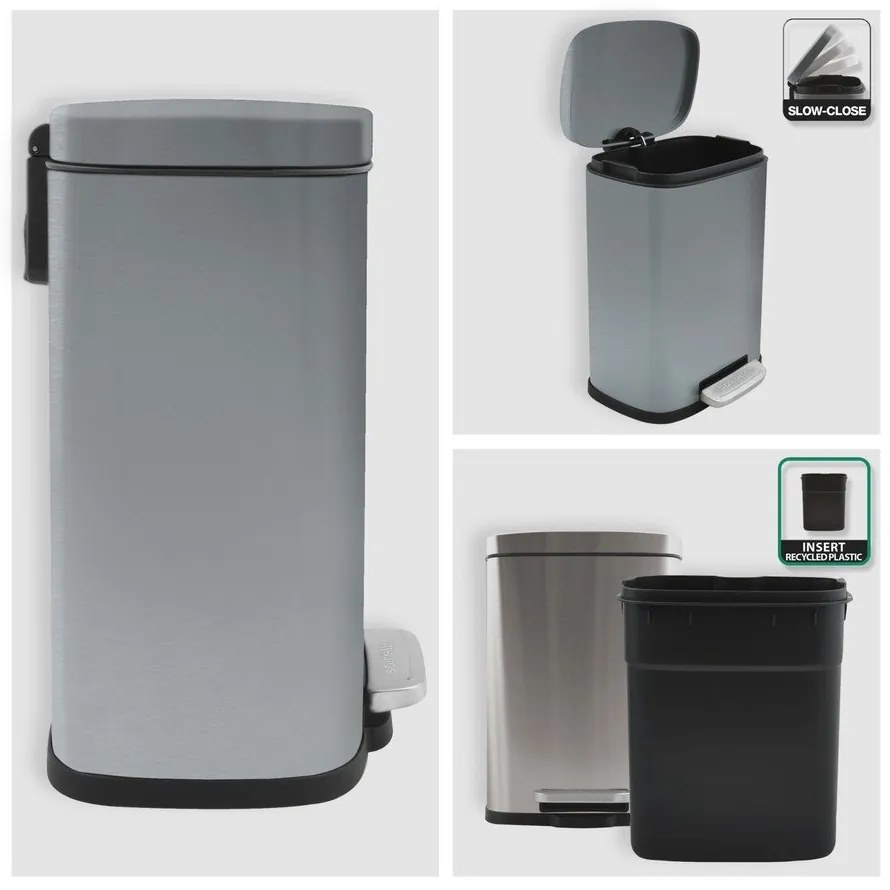 Nášľapný oceľový odpadkový kôš v matne striebornej farbe 5 l Akira – Spirella