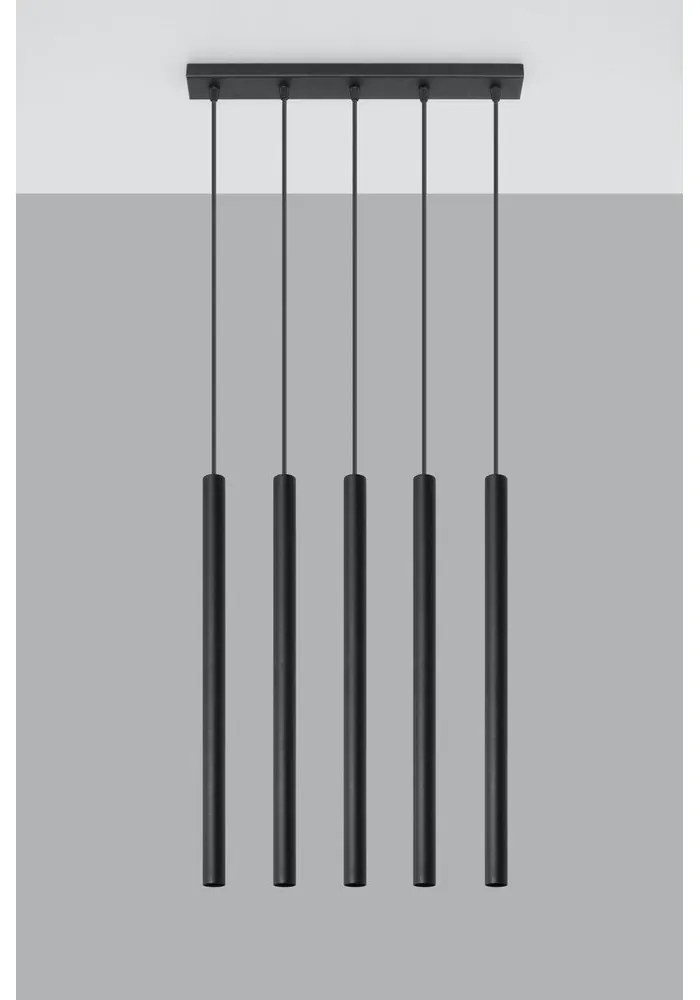 Čierne závesné svietidlo Sollux Fideus, dĺžka 45 cm
