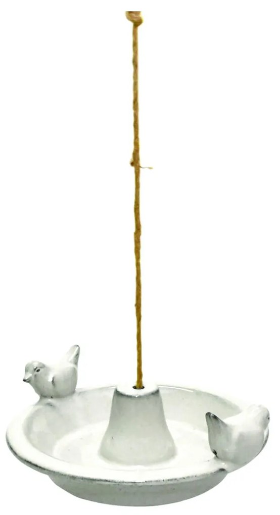 Závesné napájadlo pre vtáky Mia, 30x10 cm, keramika, biela