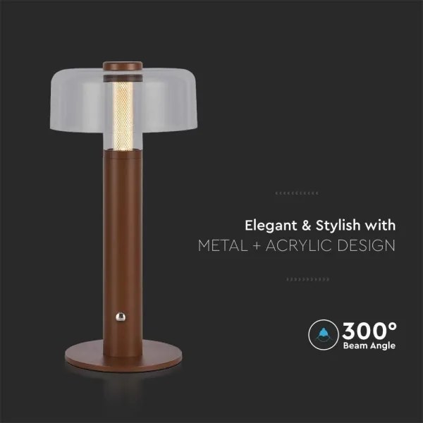 LED Stmievateľná dobíjacia stolná lampa LED/1W/5V 3000K 1800 mAh hnedá