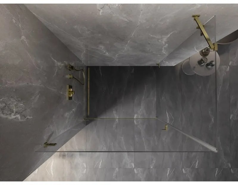 Mexen Lunar-B, výklopný sprchový kút ľavý 100 x 90 cm, 8mm číre sklo, zlatý profil, 832-100-090-50-00-L