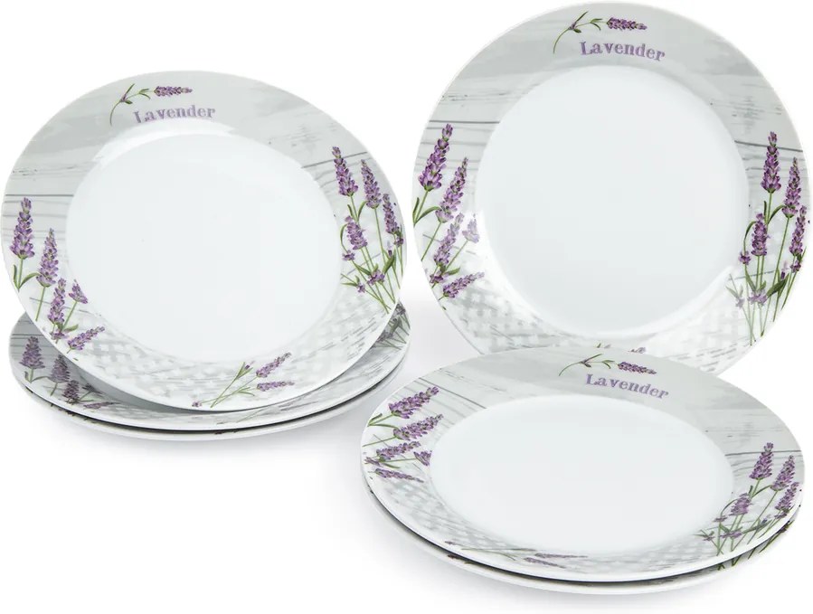 Jedálenský tanier plytký Levanduľa, 6 ks, 23 x 2,5 cm 590878