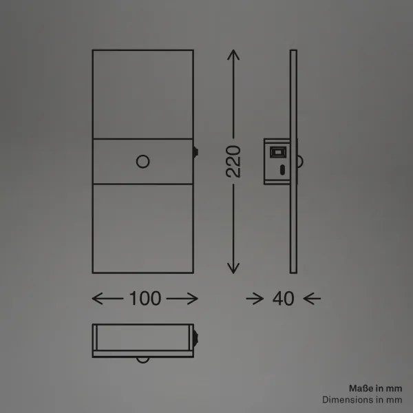 Briloner 3888015 - LED dobíjateľné nástenné svietidlo so senzorom AURA LED/2,5W/5V 1800 mAh čierne