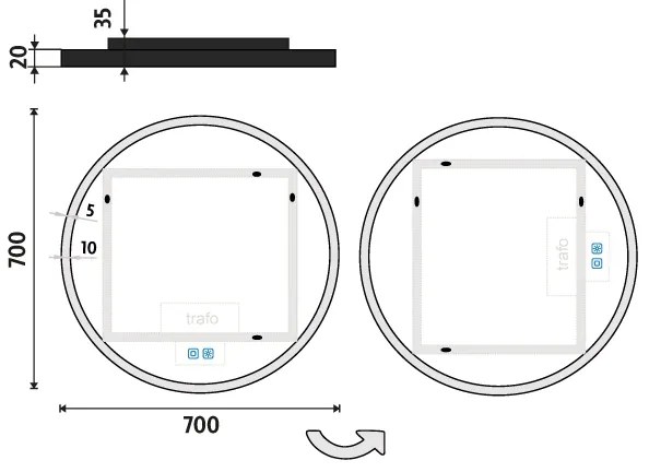 NIMCO ZPC 28001RVX-90 - LED Kúpeľňové zrkadlo 3000-6500K pr. 70 cm IP44