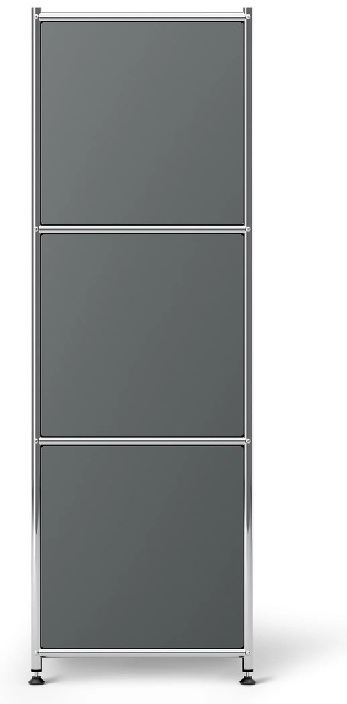 Kovová komoda »CN3« s premiestniteľnými výklopnými priečinkami, sivá