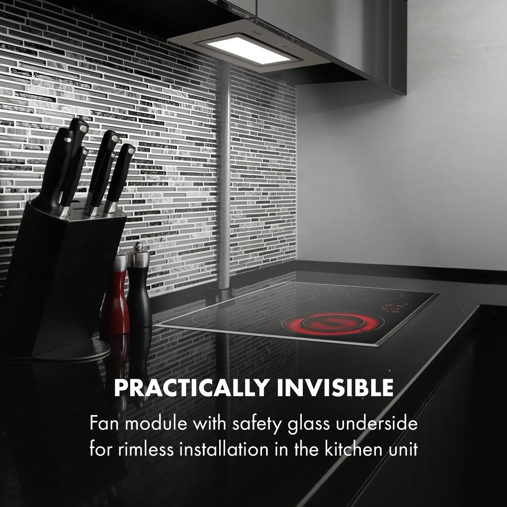 Klarstein Hektor Brilliant Edition, digestor, 52 cm, vstavaný, 506 m³/h, dotykové ovládanie, sklo, biely