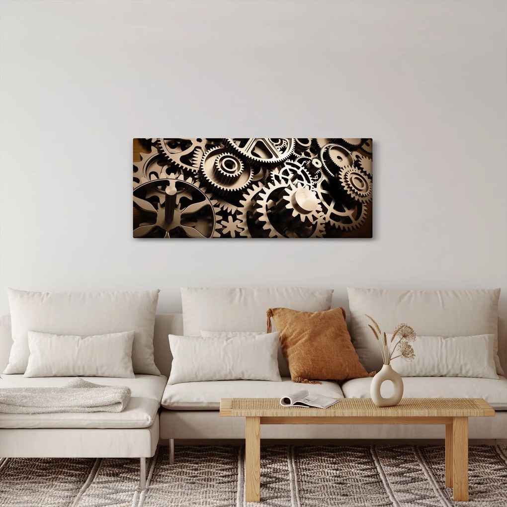 Obraz - Hodinové súčiastky (120x50 cm)