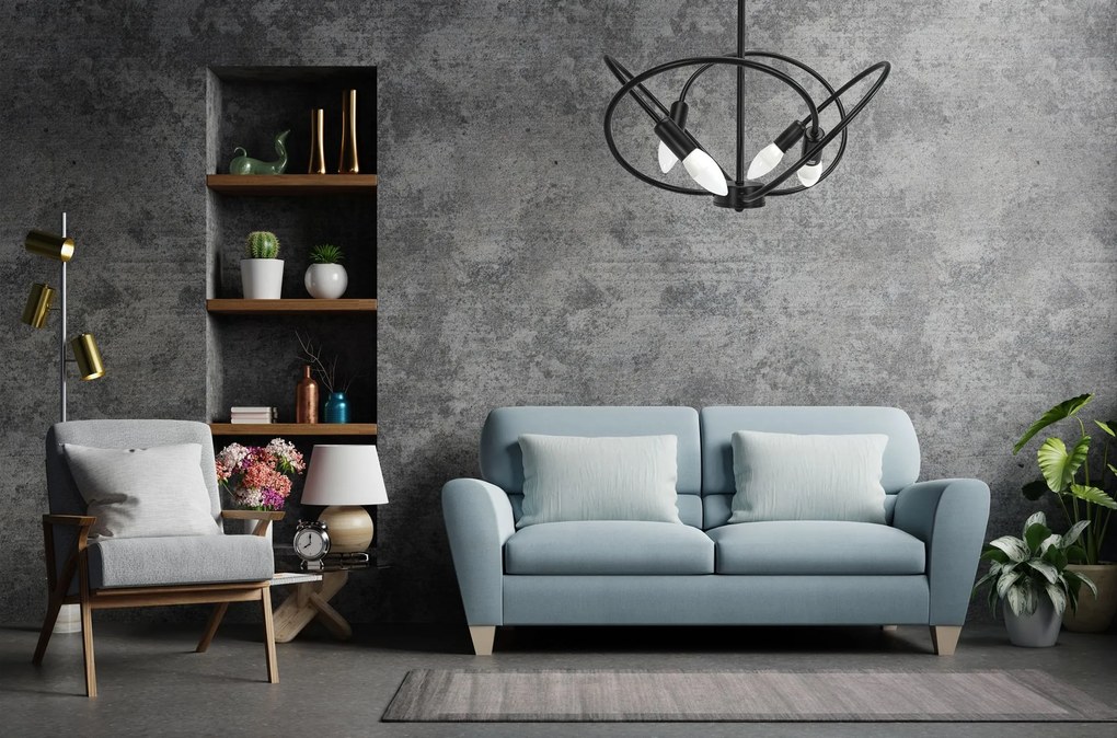 Toolight Toolight, stropné svietidlo 4xE27 APP1093-4C, čierna, OSW-04409