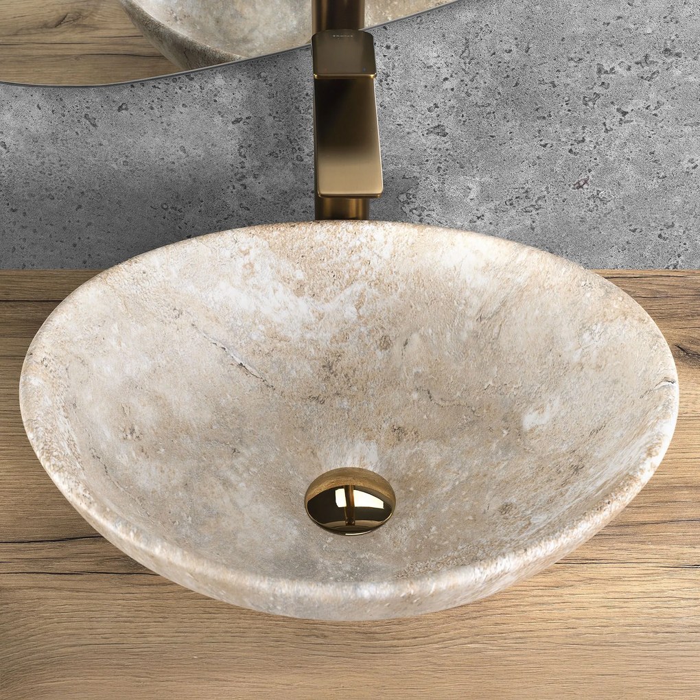 Rea Sofia Savana Mat, umývadlo na dosku 410x345x150 mm, imitácia kameňa, REA-U6361