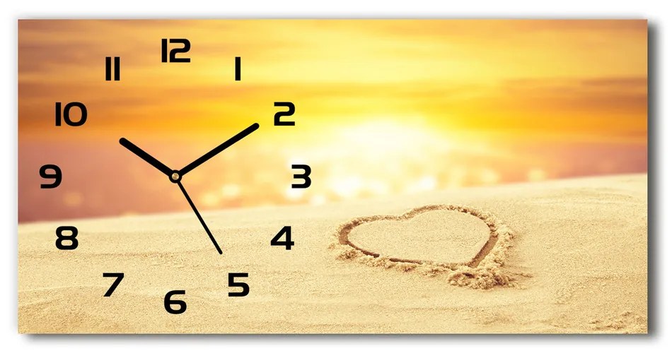 Vodorovné Sklenené hodiny na stenu Srdce na piesku pl_zsp_60x30_f_112809323