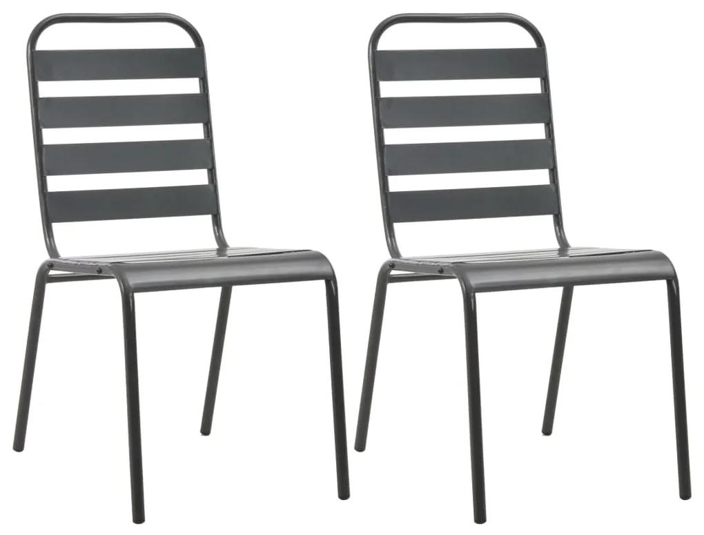 Stohovateľné vonkajšie stoličky 2 ks, oceľ, sivé 44257