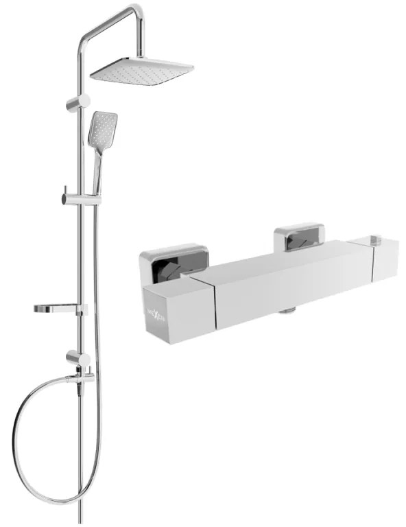 Mexen Sven, sprchový set s dažďovou sprchou a CUBE termostatickou sprchovou batériou, chrómová, 77200262-00