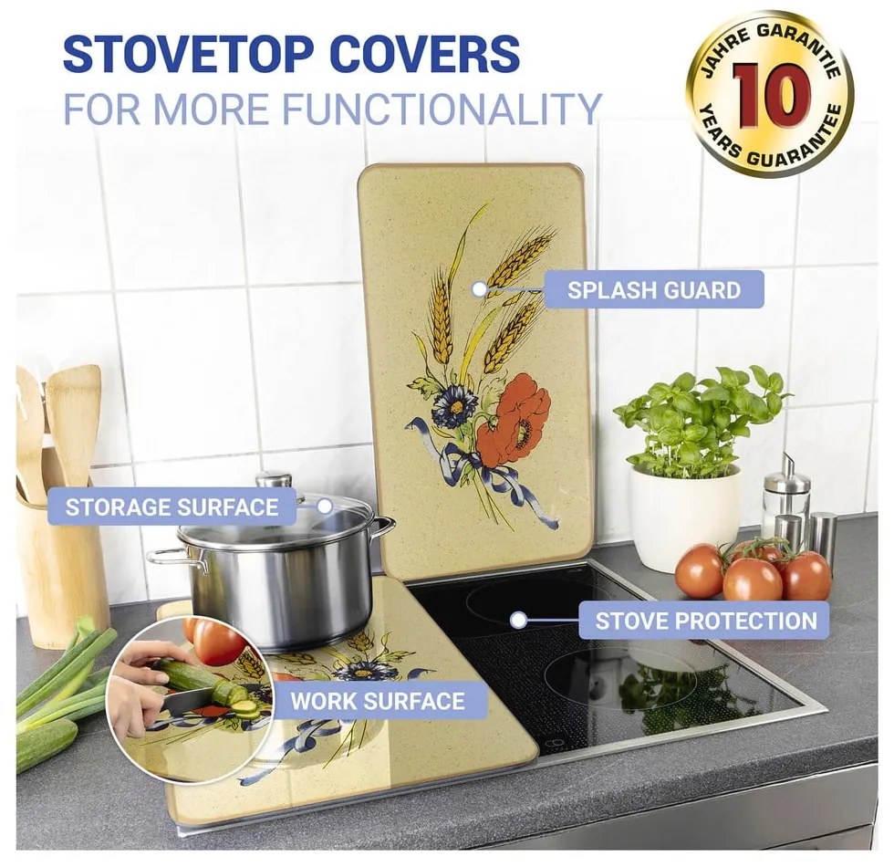 Kryty na sporák v súprave 2 ks z tvrdeného skla 52x30 cm Corn-Flowers - Maximex