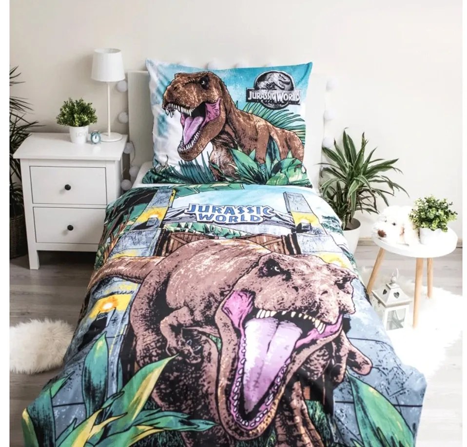 Svietiace bavlnené obliečky JURASSIC WORLD ROAR farebné Rozmer obliečky: 70 x 90 cm | 140 x 200 cm