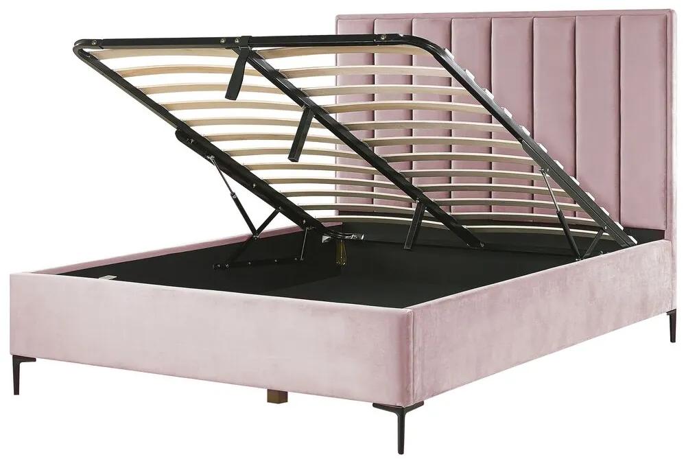 Zamatová súprava nábytku do spálne 160 x 200 cm ružová SEZANNE Beliani