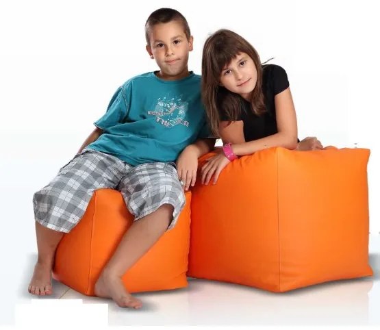 Sedací vak taburetka Cube L ekokoža TiaHome - biela