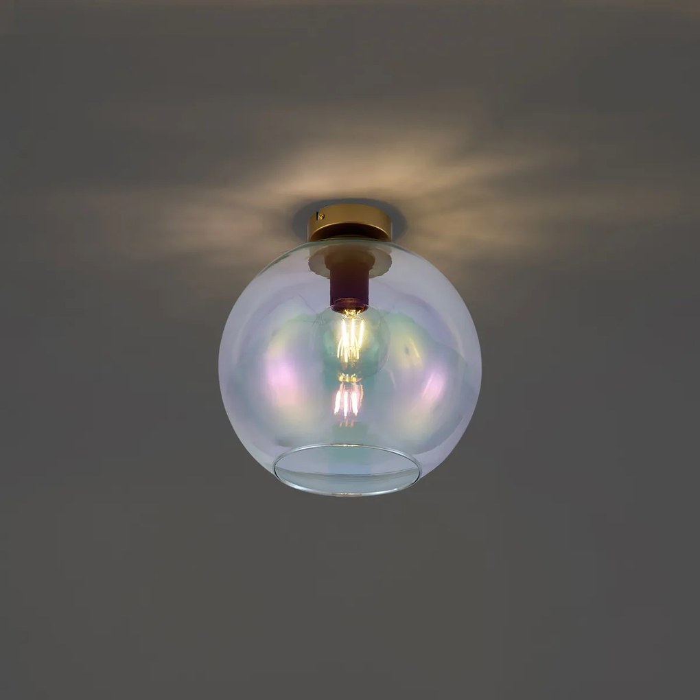 Art Deco stropné svietidlo zlaté s dúhovým sklom - Sandra