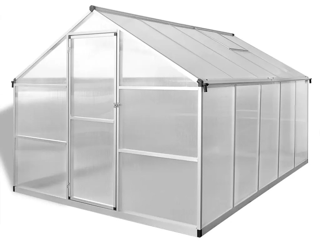 vidaXL Spevnený hliníkový skleník s podkladovým rámom 7,55 m²