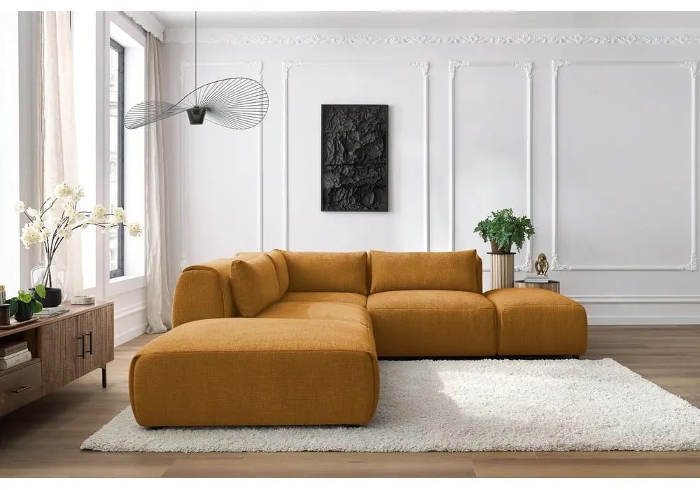 Rohová pohovka (variabilná) v horčicovohnedej farbe Jeanne - Bobochic Paris