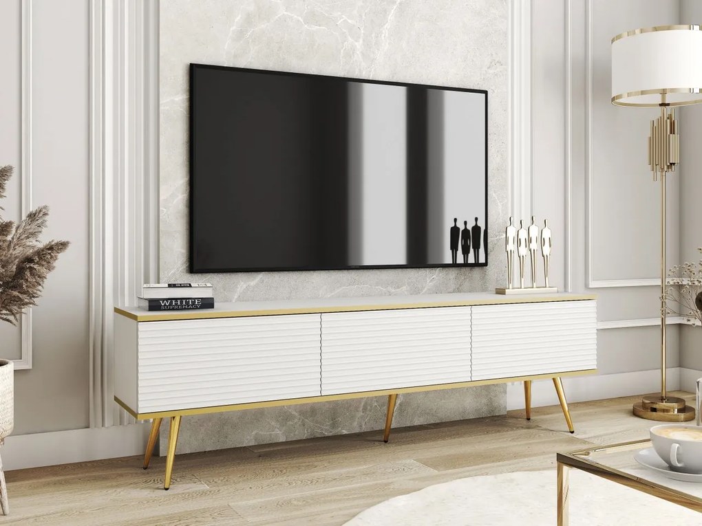 Tv stolík/skrinka Oanisew II, Farby:: čierna / čierna + zlatá