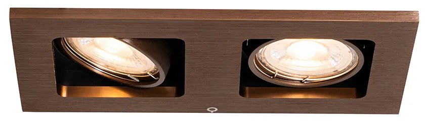 Sada 6 Zapustených Bodových Svetiel Tmavý Bronz Obdĺžnikové 2-Svetelné Nastaviteľné - Qure