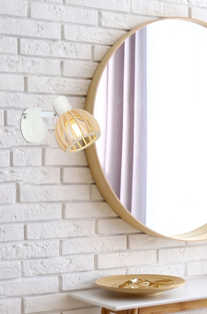 Candellux ATARRI Nástenné svietidlo 1X25W E14 White Wood 91-68019