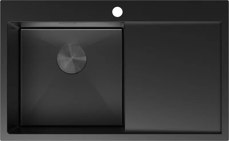 Mexen Exar, 1-komorový nerezový drez s odkvapkávačom, ľavý, 780 x 480 mm, čierna, 6433781010L-70