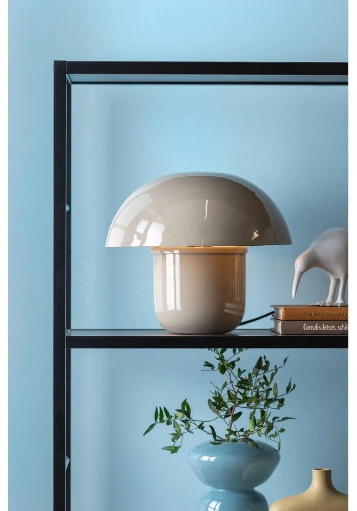 Sivá stolová lampa s kovovým tienidlom (výška 25 cm) Fat Mushroom – Leitmotiv