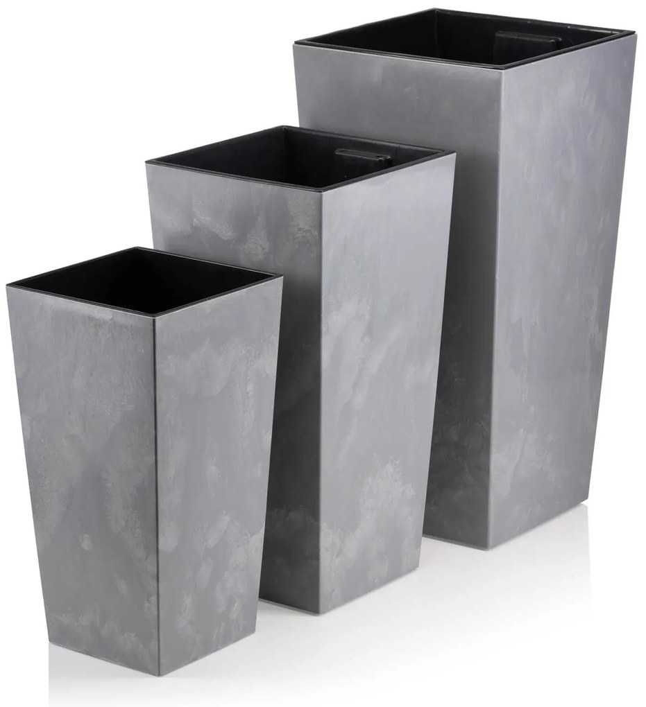 PLASTOVÝ KVETINÁČ PORTO 46X25X25 CM IMITÁCIA BETÓNU SIVÁ