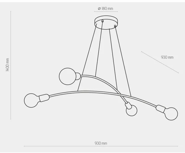 Luster na lanku HELIX 4xE27/60W/230V gold