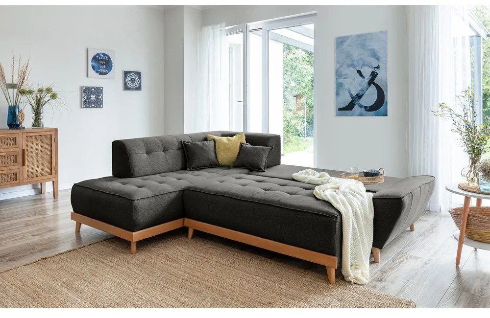 Tmavosivá rozkladacia rohová pohovka Miuform Dazzling Daisy L, ľavý roh