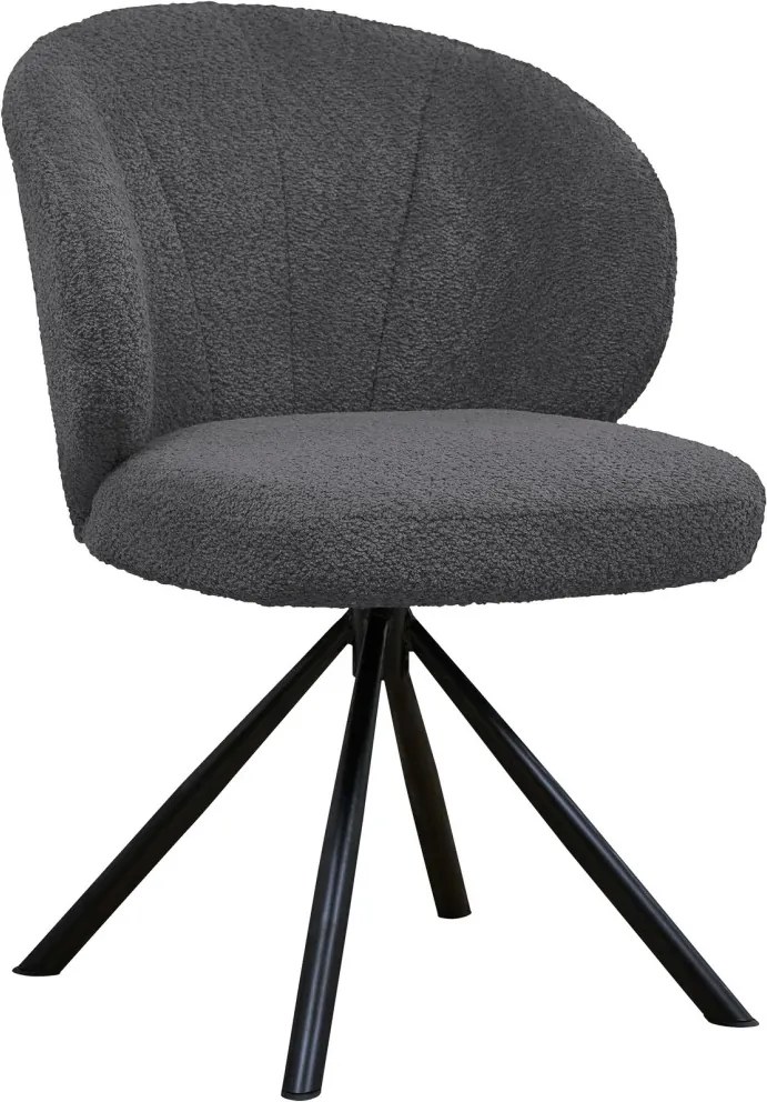 Otočná jedálenská stolička Beatris, tmavo šedá štruktúrovaná látka
