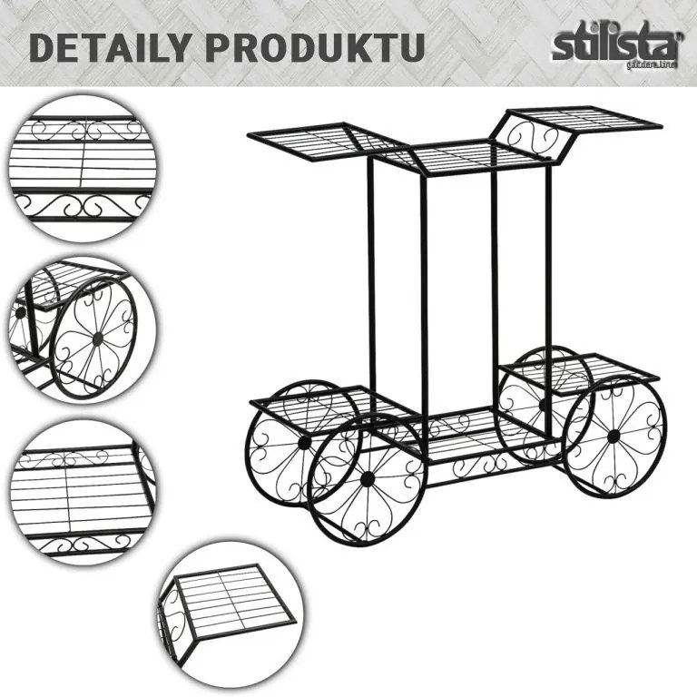 STILISTA stojan na rastliny, vozík, 77 x 75 x 28 cm, oceľ